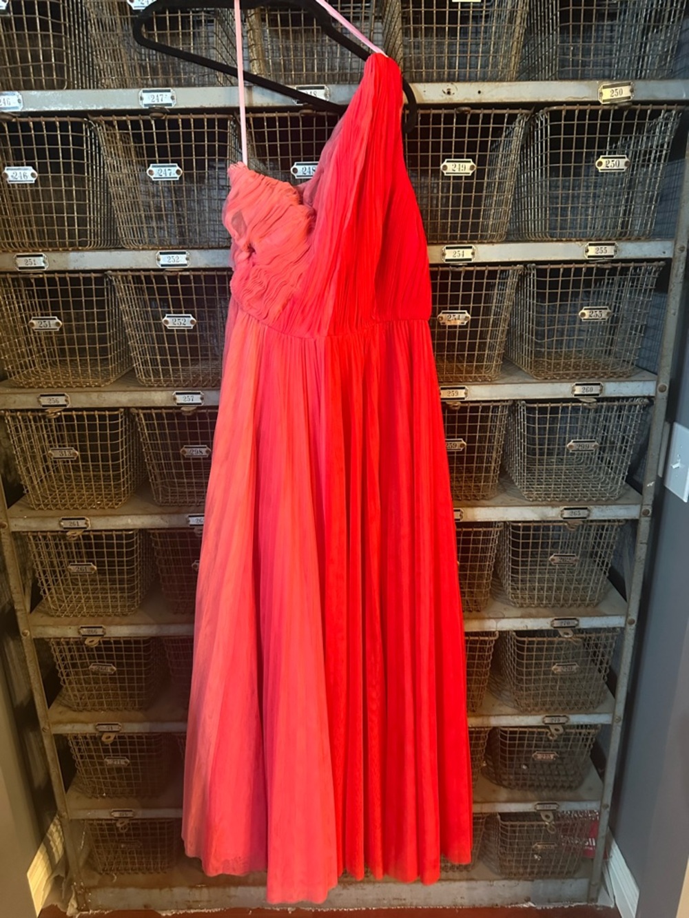 Hutch One-Shoulder Ombre Coral to Pink Maxi Dress - A Stunner - Picture 4 of 13